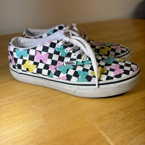 VANS GIRLS 4 DOHENY BUTTERFLY CHECKERBOARD SNEAKERS OFF THE WALL OLD SKOOL YOUTH - Picture 4 of 7